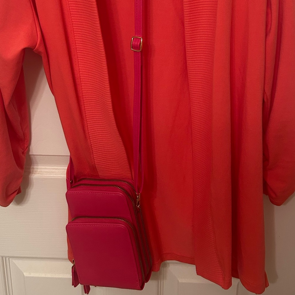 Beautiful matching set: new Stylish Hot Pink Crossbody Bag and pink jacket combo